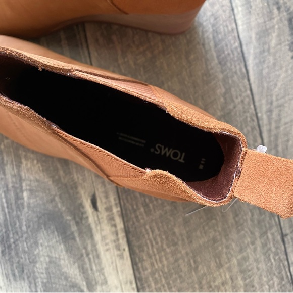 NWT Toms Suede Booties Kelsey Tan Oiled Nubuck Leather Wedges Classic Size 11 - Picture 12 of 15
